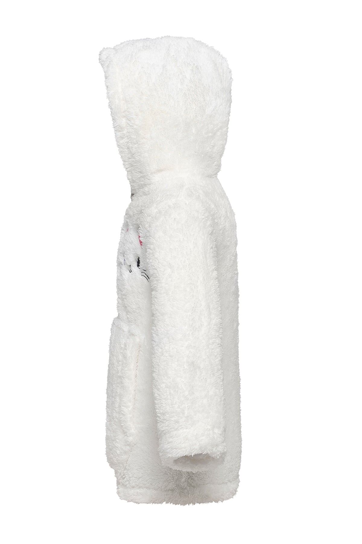 Kız Çocuk Beyaz Kapşonlu Peluş Ceket