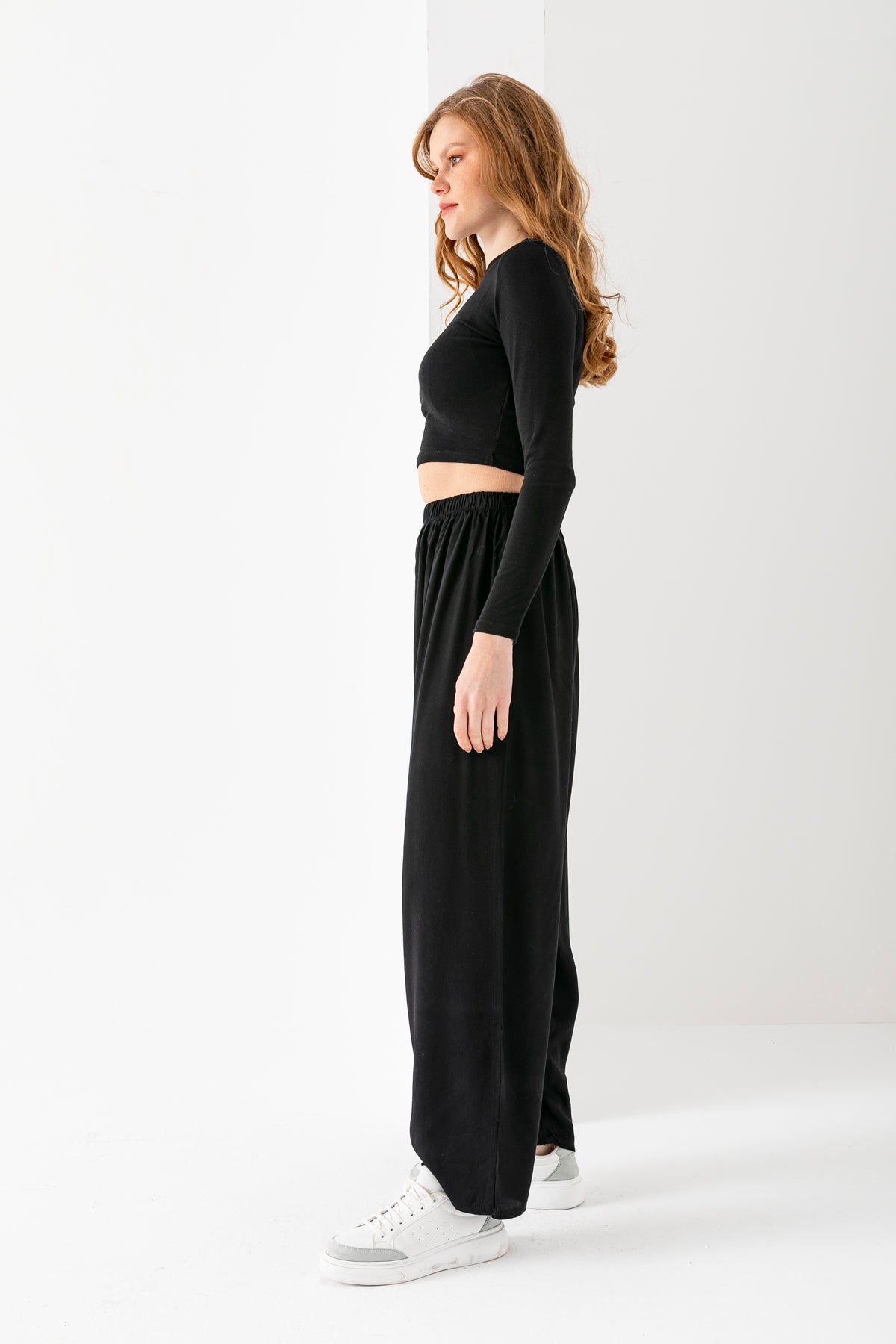 Kadın Siyah Geleneksel Eski Tip Standar Beden Viskon Şalvar