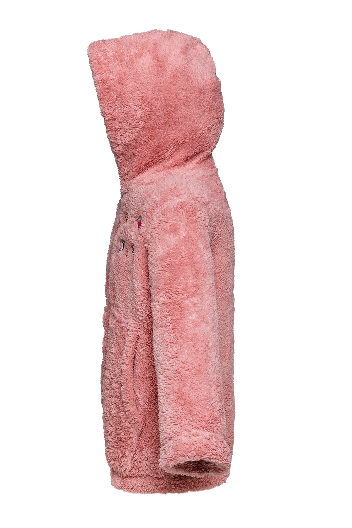 Kız Çocuk Pudra Kapşonlu Peluş Ceket