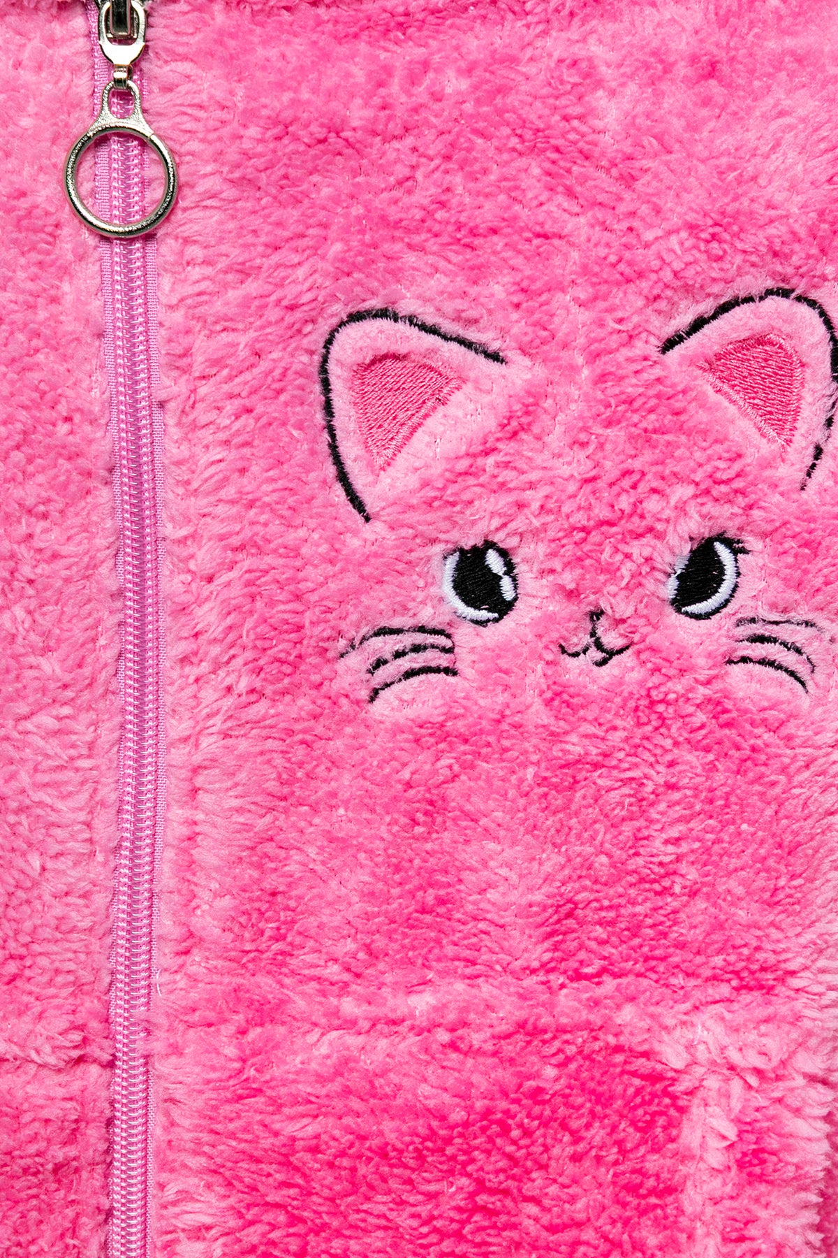 Kız Çocuk Fuşya Kapşonlu Peluş Ceket