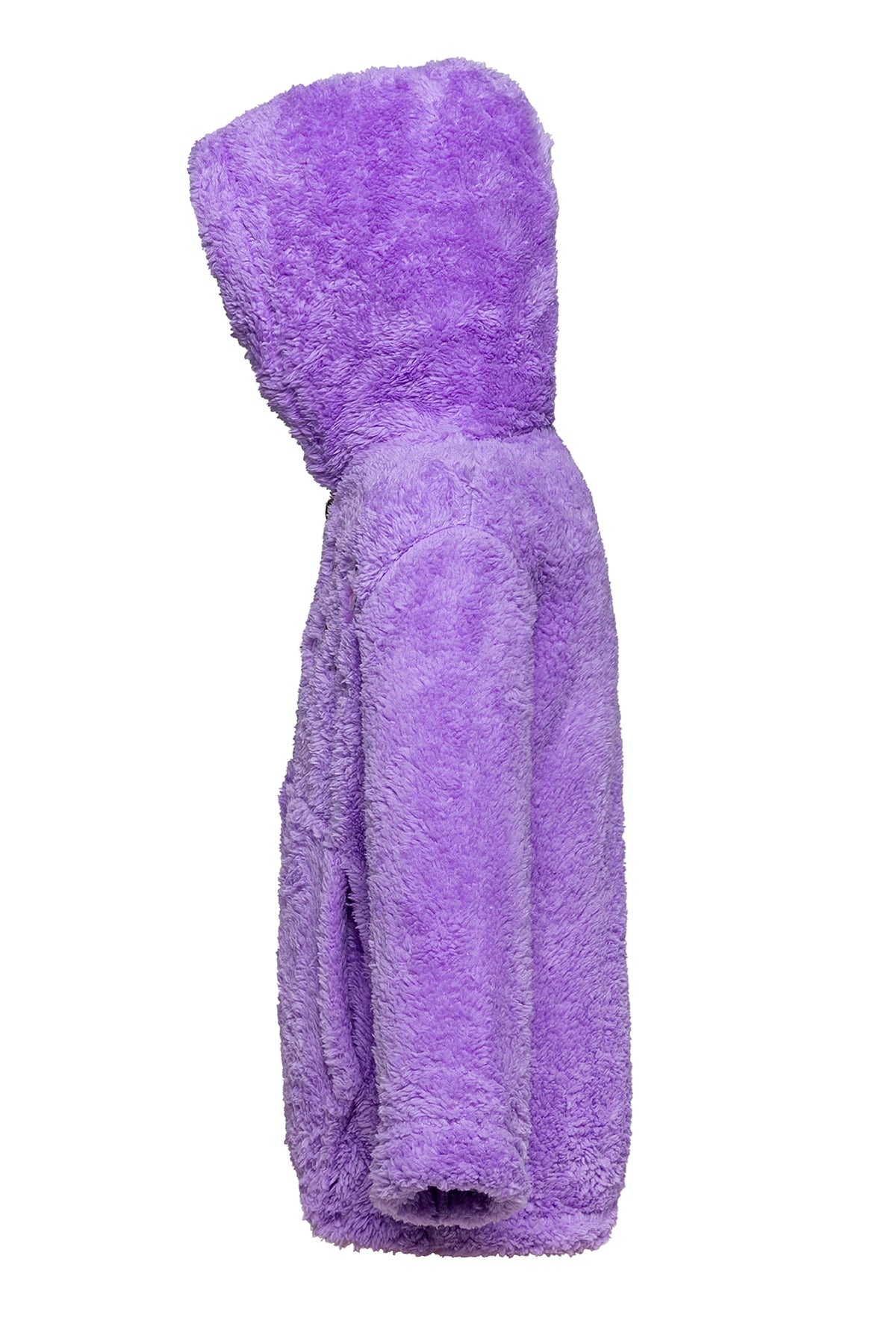 Kız Çocuk Lila Kapşonlu Peluş Ceket
