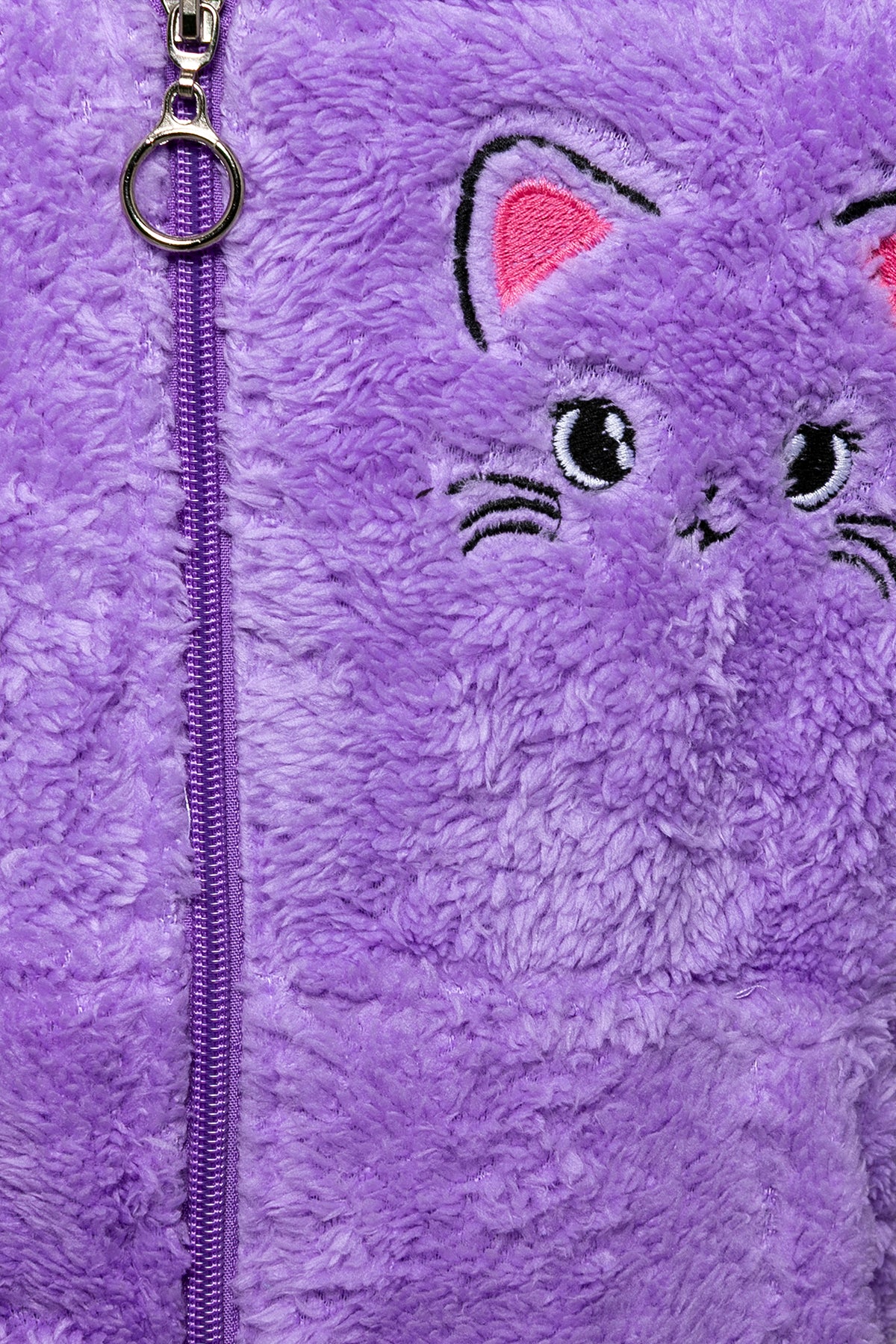 Kız Çocuk Lila Kapşonlu Peluş Ceket