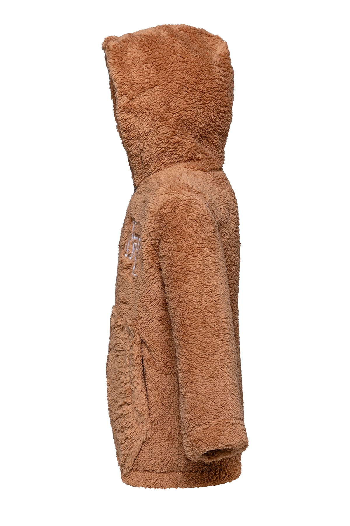 Erkek Çocuk Açık Kahve Kapşonlu Peluş Ceket