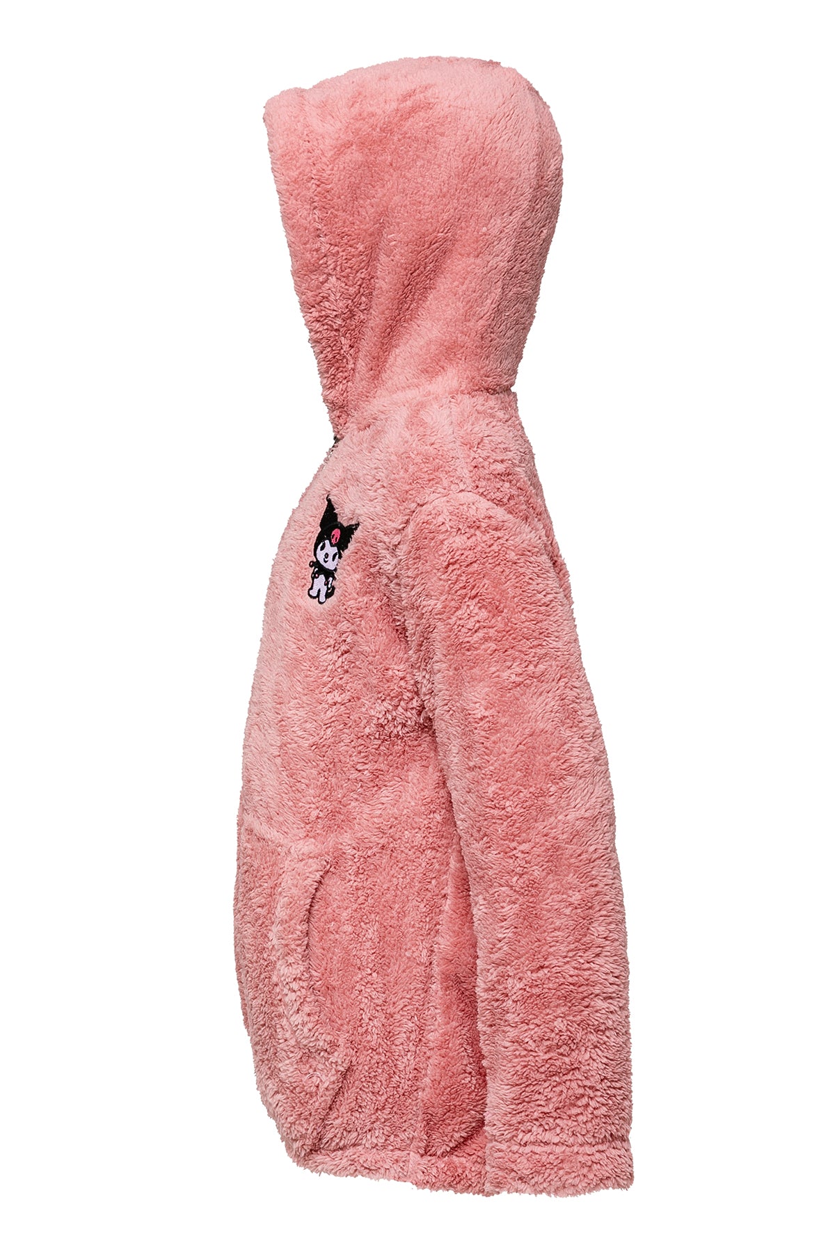 Kız Çocuk Pudra Kapşonlu Peluş Ceket