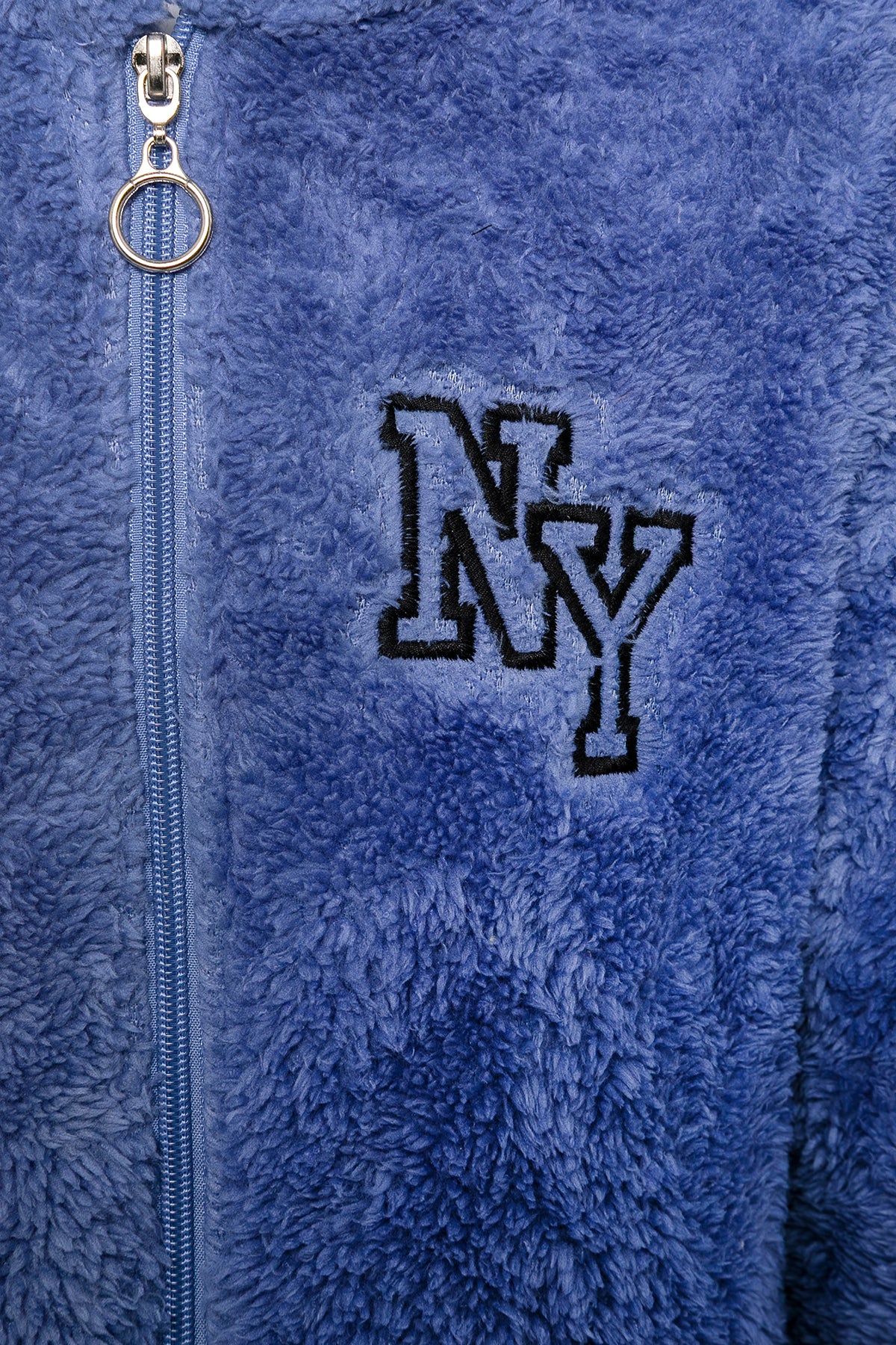 Erkek Çocuk Mavi Kapşonlu Peluş Ceket