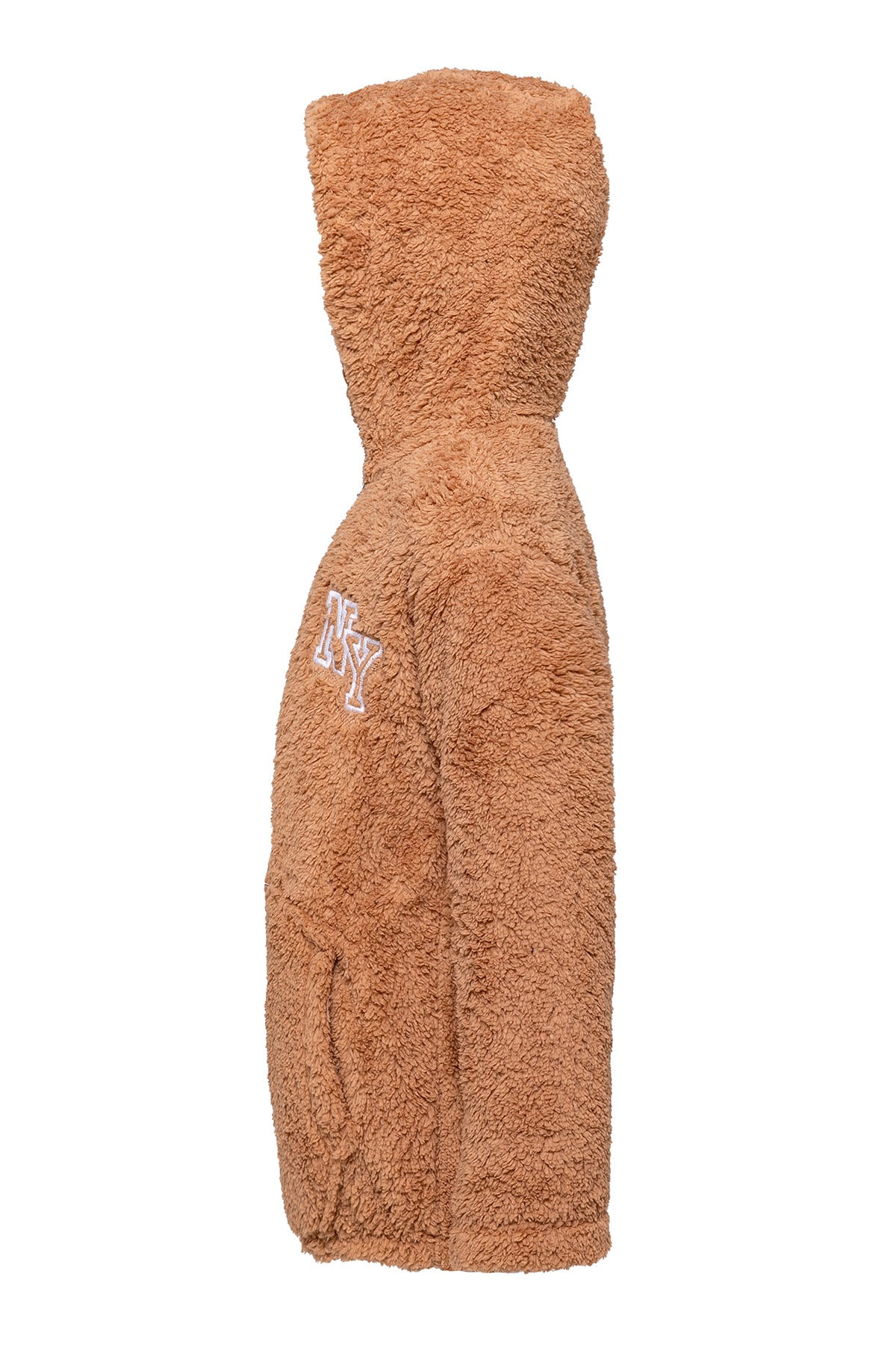 Erkek Çocuk Açık Kahve Kapşonlu Peluş Ceket