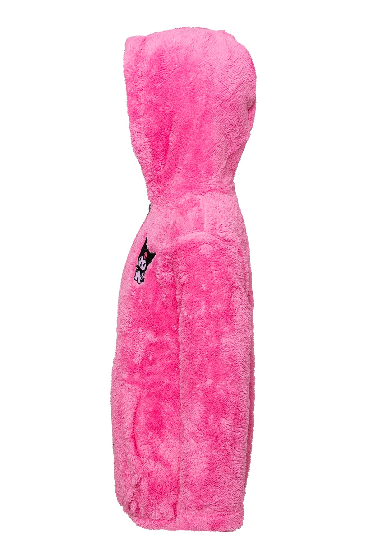 Kız Çocuk Fuşya Kapşonlu Peluş Ceket