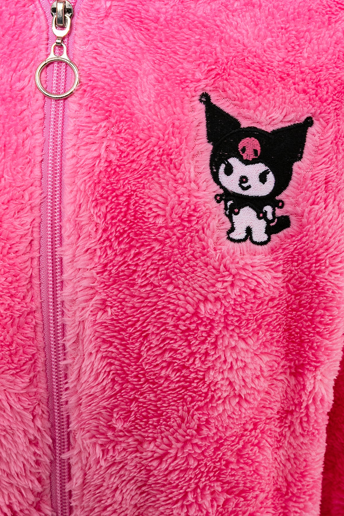 Kız Çocuk Fuşya Kapşonlu Peluş Ceket