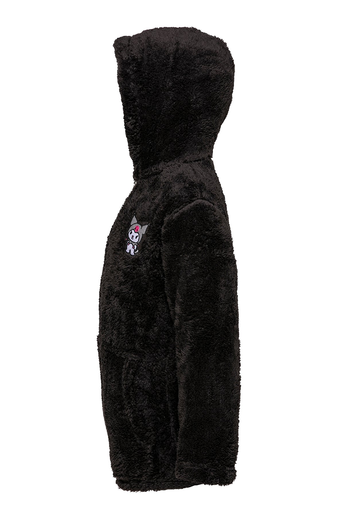 Kız Çocuk Siyah Kapşonlu Peluş Ceket