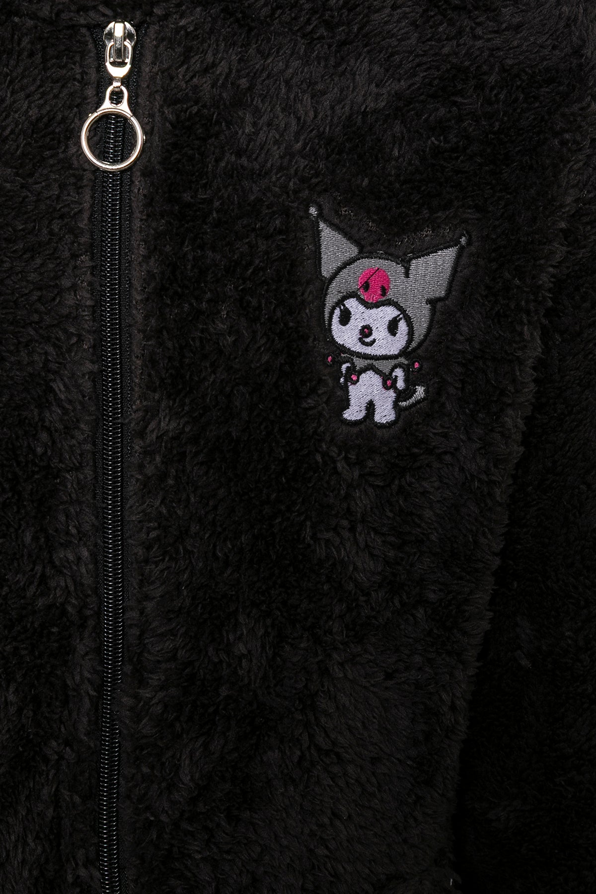 Kız Çocuk Siyah Kapşonlu Peluş Ceket