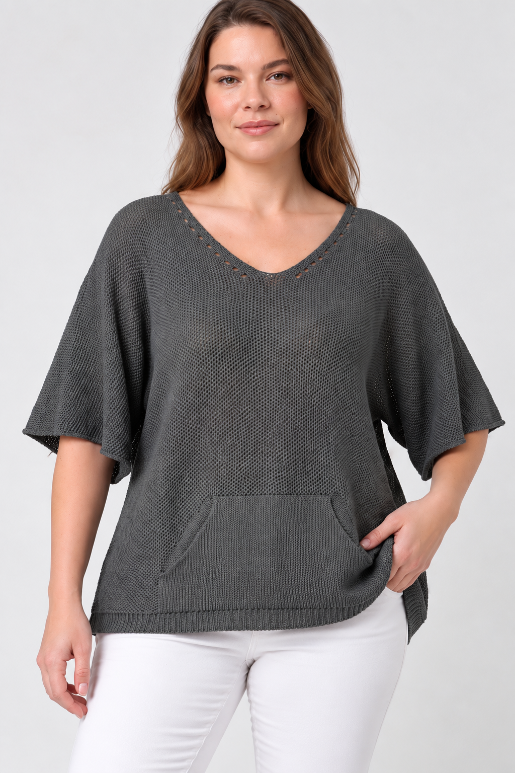 Kadın İtalyan Stil Yarasa Kol Oversize Merserize Triko Bluz