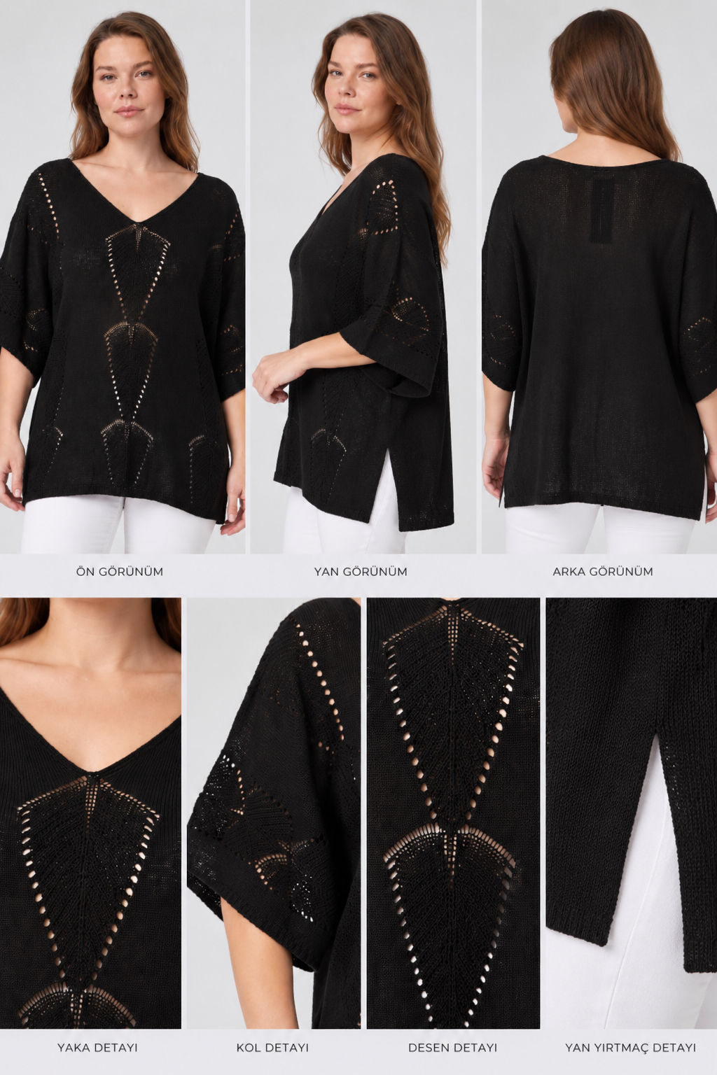 Kadın İtalyan Stil Yarasa Kol Oversize Merserize Triko Bluz
