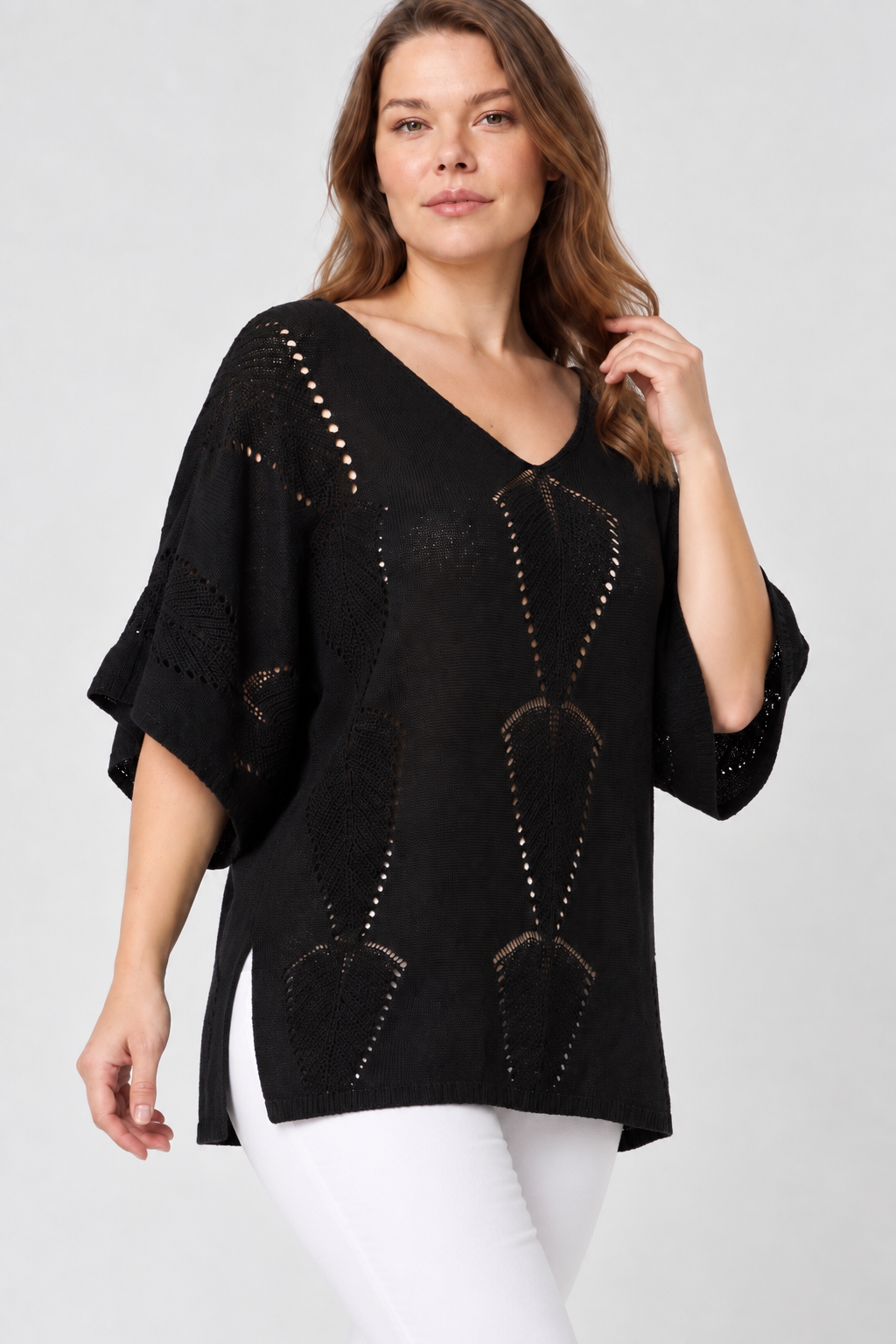 Kadın İtalyan Stil Yarasa Kol Oversize Merserize Triko Bluz