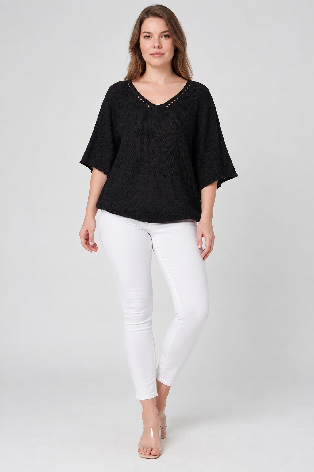 Kadın İtalyan Stil Yarasa Kol Oversize Merserize Triko Bluz