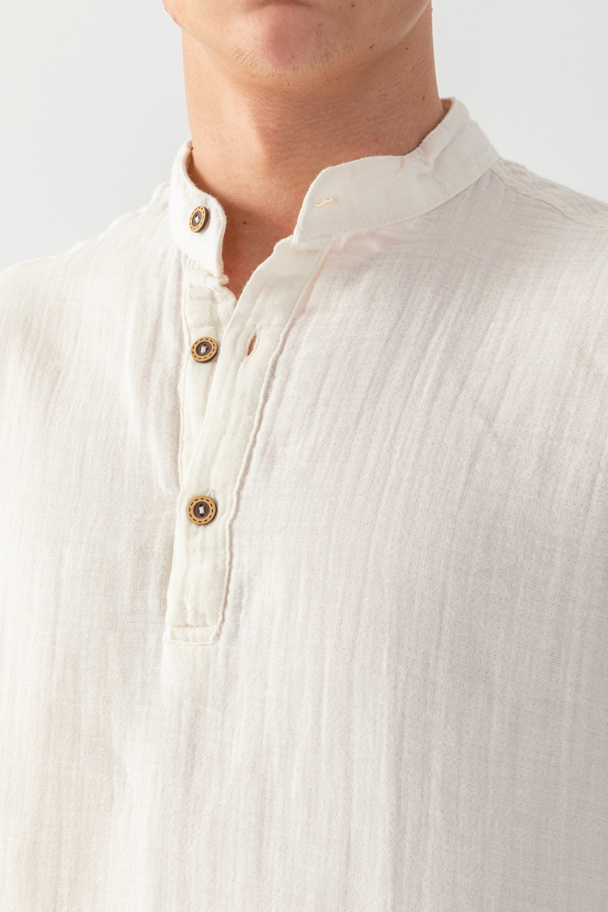 Erkek Taş %100 Pamuk Hakim Yaka Kısa Kollu Regular Fit Müslin Tişort