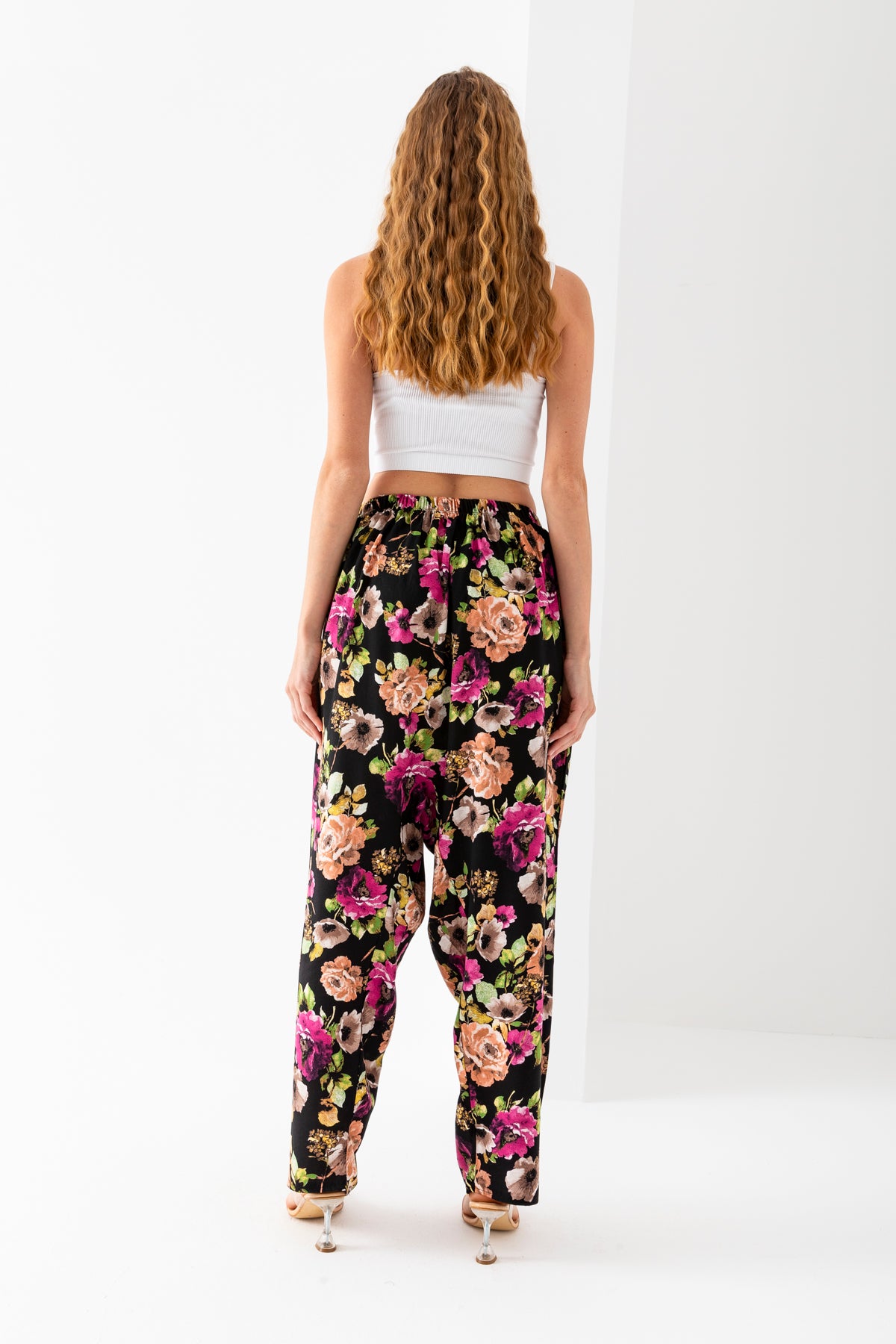 Kadın Fuşya Geleneksel Eski Tip Standar Beden Viskon Şalvar