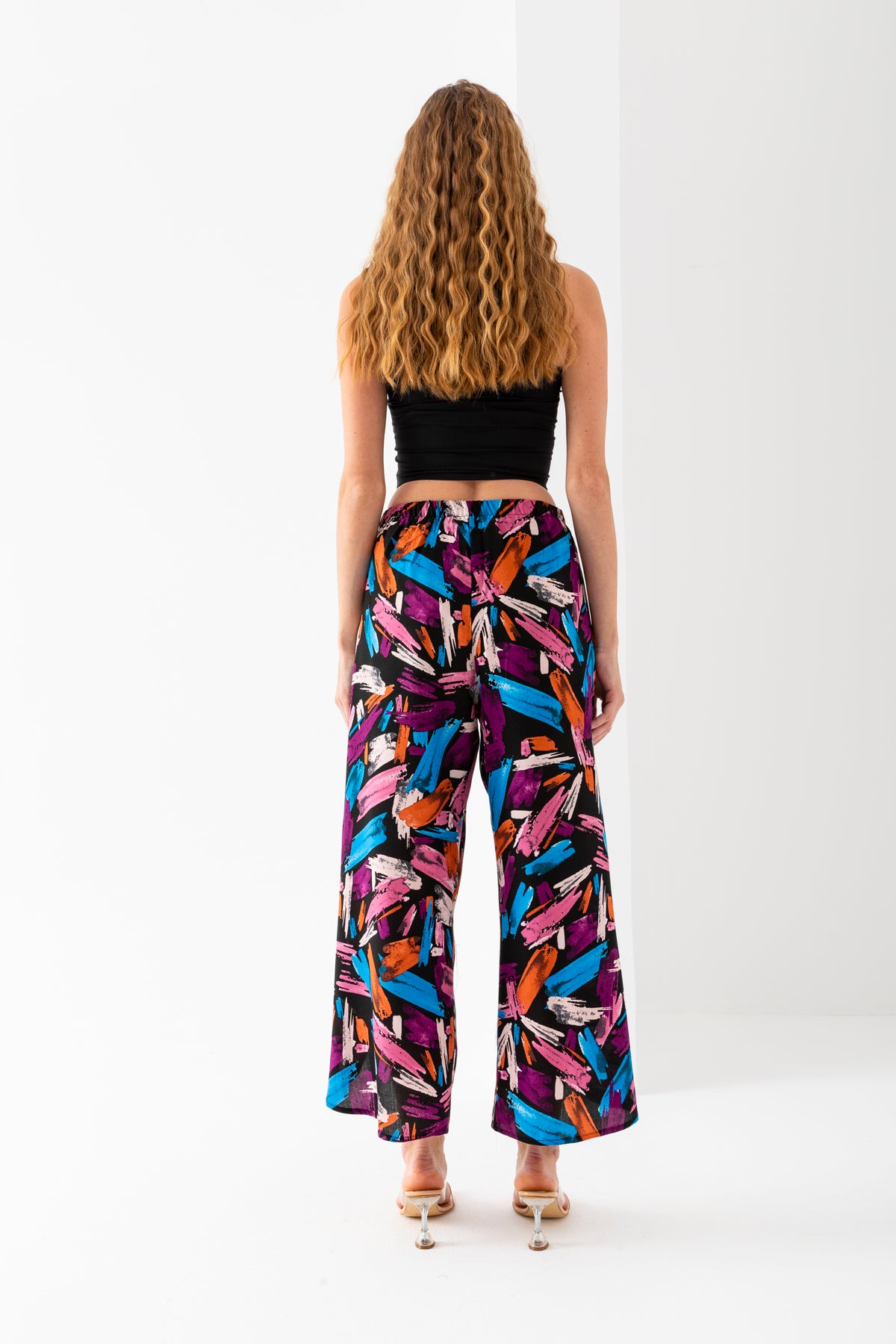 Kadın Mürdüm Mavi Pembe Çok Renkli Zarf Kapaklı İçi Şortlu Viskon Dokuma Şalvar Pantolon