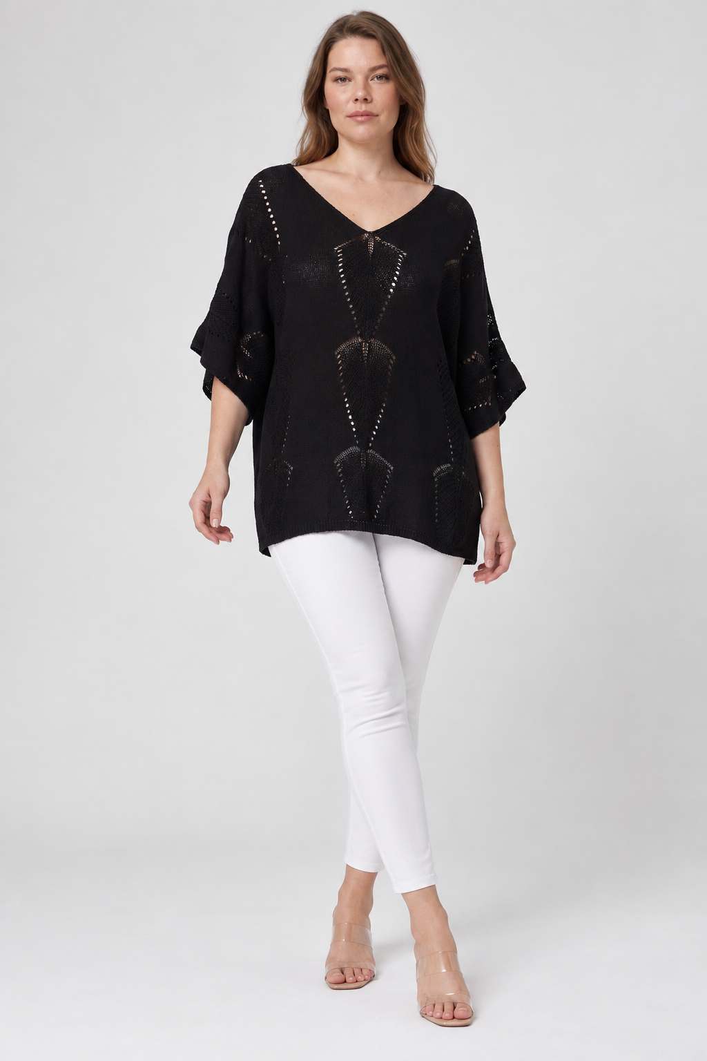 Kadın İtalyan Stil Yarasa Kol Oversize Merserize Triko Bluz