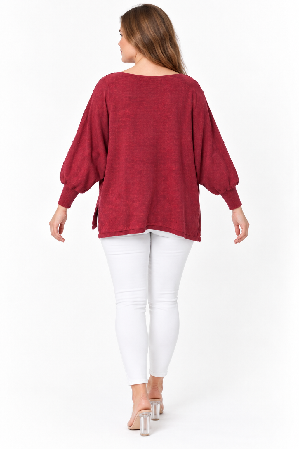 Kadın İtalyan Stil Yarasa Kol Yanı Yırtmaçlı Cep Detaylı Oversize Triko Bluz