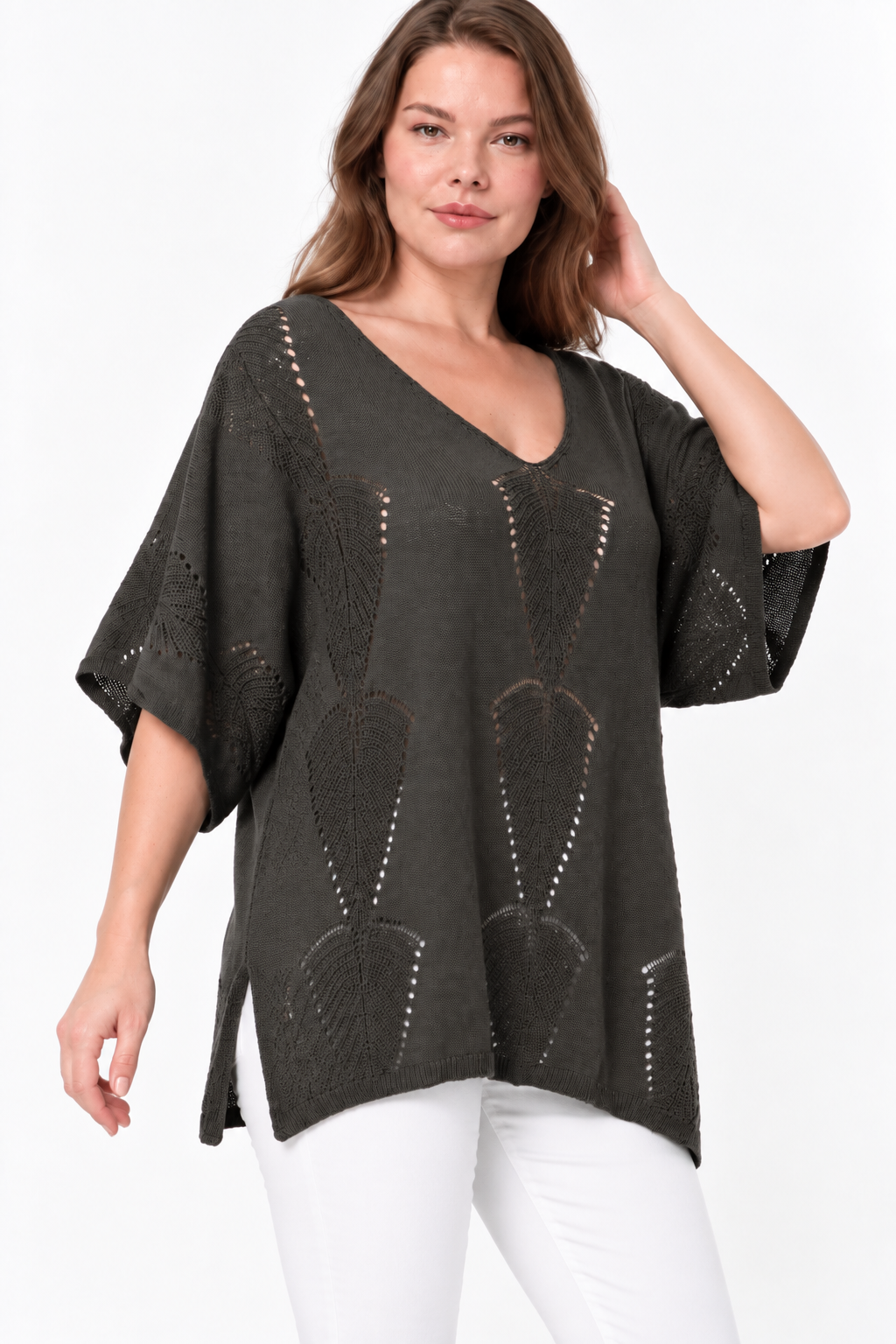 Kadın İtalyan Stil Yarasa Kol Oversize Merserize Triko Bluz