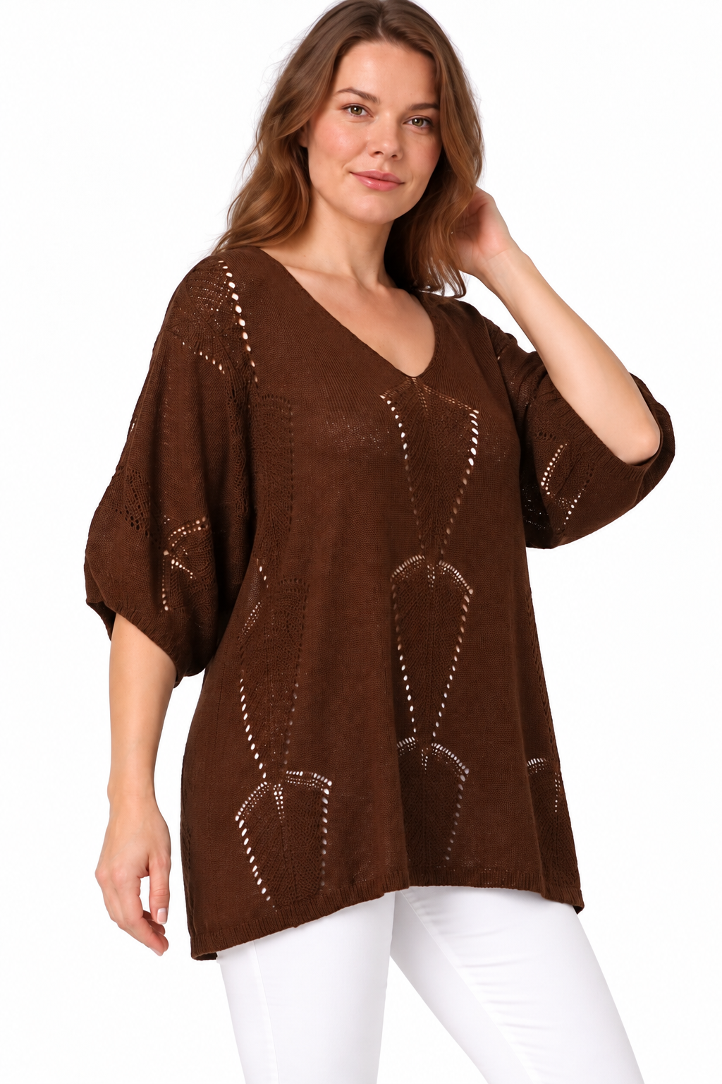 Kadın İtalyan Stil Yarasa Kol Oversize Merserize Triko Bluz