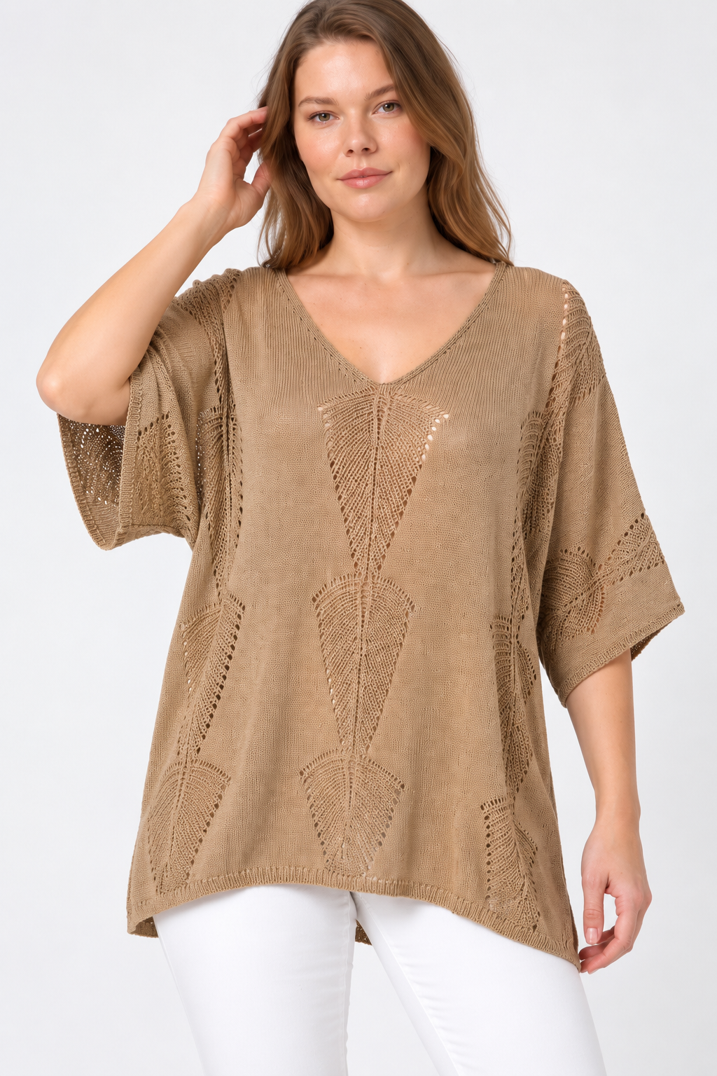 Kadın İtalyan Stil Yarasa Kol Oversize Merserize Triko Bluz