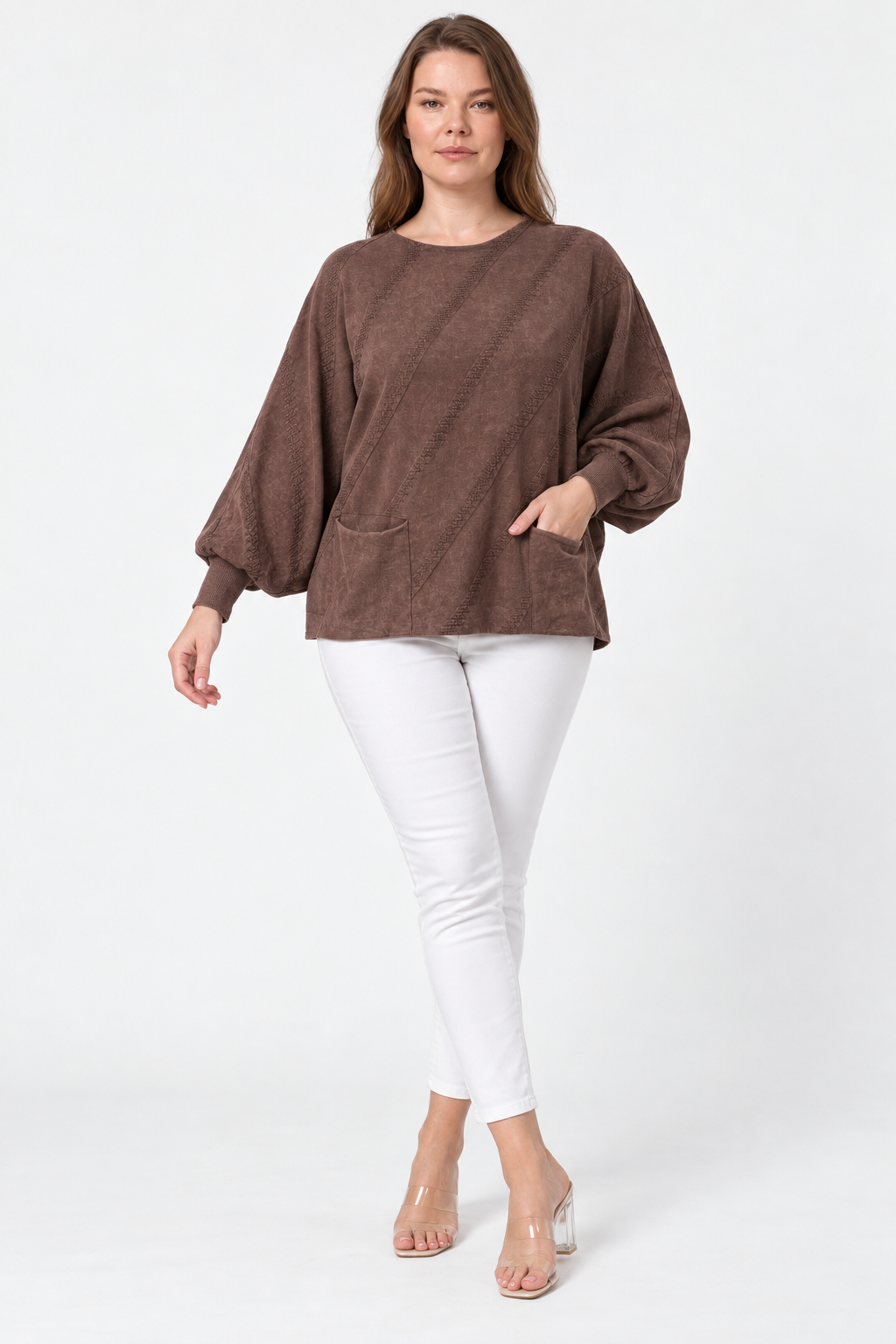 Kadın İtalyan Stil Yarasa Kol Oversize Triko Bluz