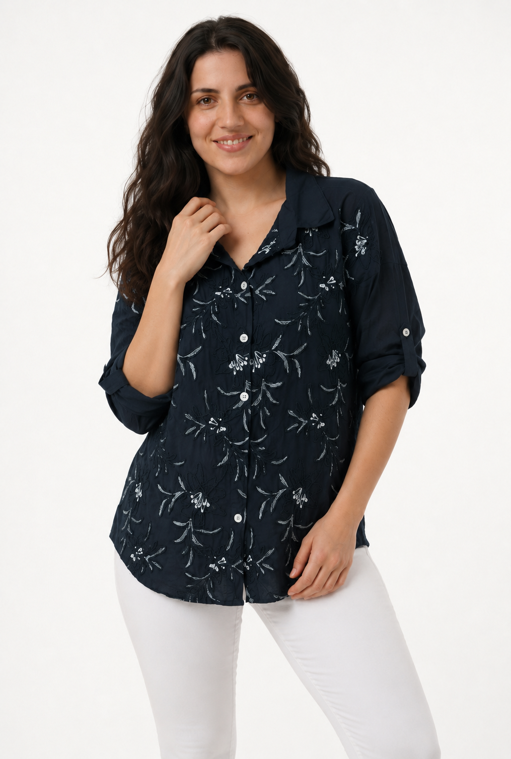 Kadın Önü Nakış Detaylı İtalyan Gömlek