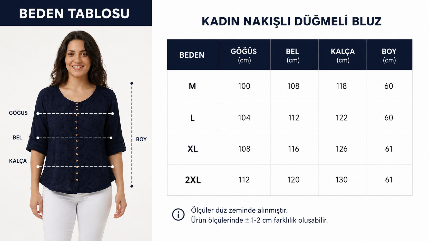 %100 Organik Pamuk Kadın Önü Nakışlı Düğme Detaylı Otantik Bluz
