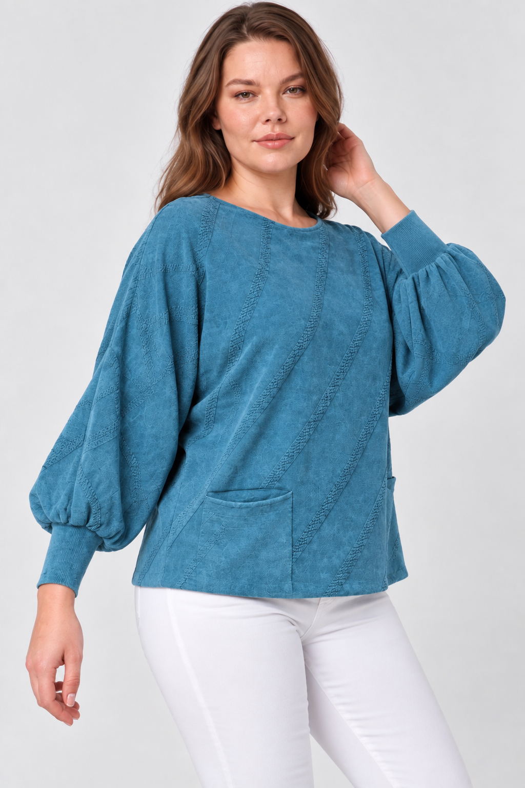 Kadın İtalyan Stil Yarasa Kol Oversize Triko Bluz