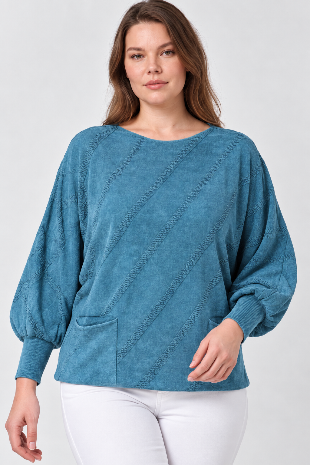 Kadın İtalyan Stil Yarasa Kol Oversize Triko Bluz