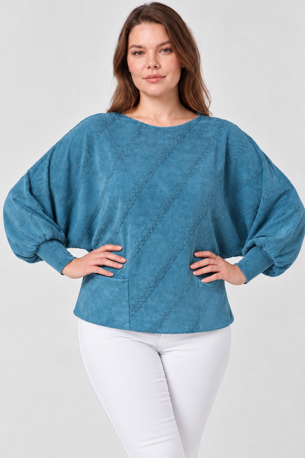 Kadın İtalyan Stil Yarasa Kol Oversize Triko Bluz