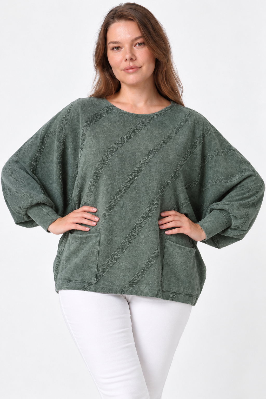 Kadın İtalyan Stil Yarasa Kol Oversize Triko Bluz