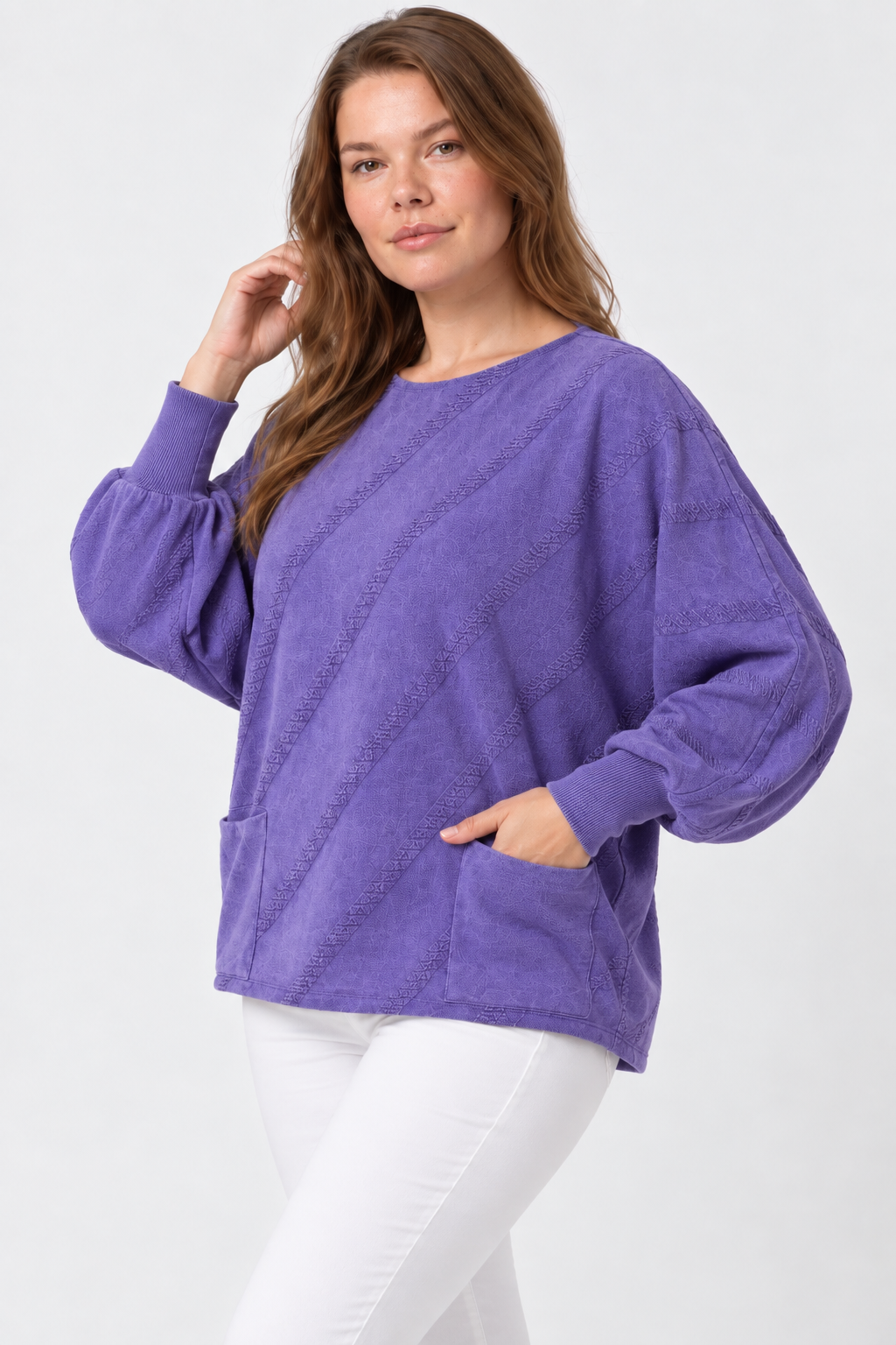 Kadın İtalyan Stil Yarasa Kol Oversize Triko Bluz