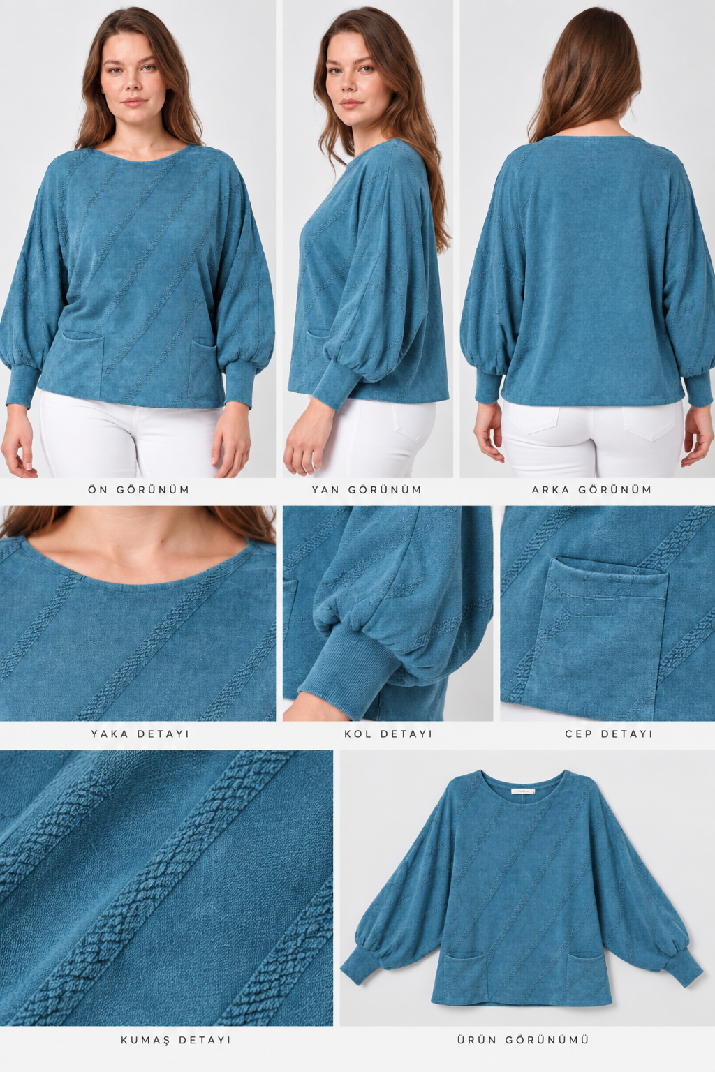Kadın İtalyan Stil Yarasa Kol Oversize Triko Bluz