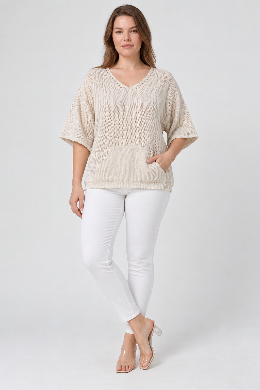 Kadın İtalyan Stil Yarasa Kol Oversize Merserize Triko Bluz