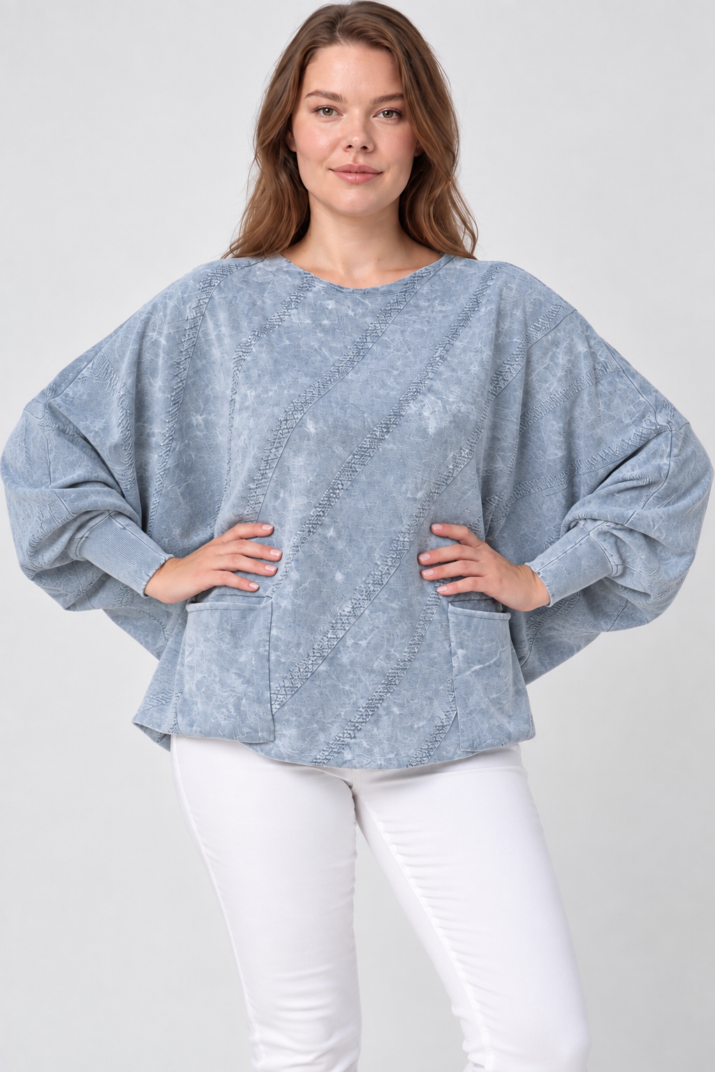 Kadın İtalyan Stil Yarasa Kol Oversize Triko Bluz