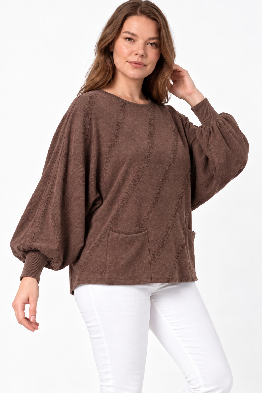 Kadın İtalyan Stil Yarasa Kol Oversize Triko Bluz
