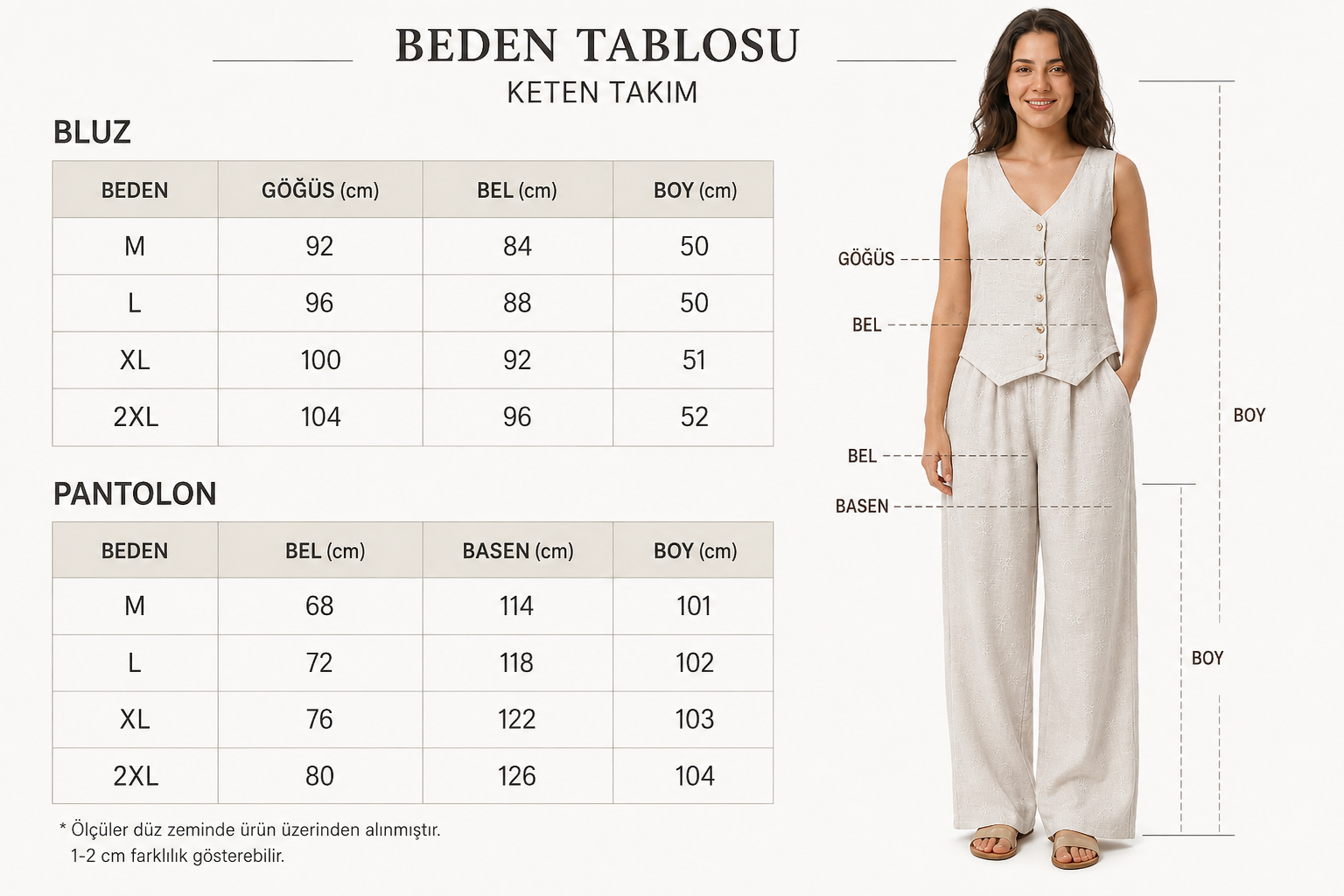 Kadın Yelekli Brodeli Müslin Kumaş Alt - Üst Takım