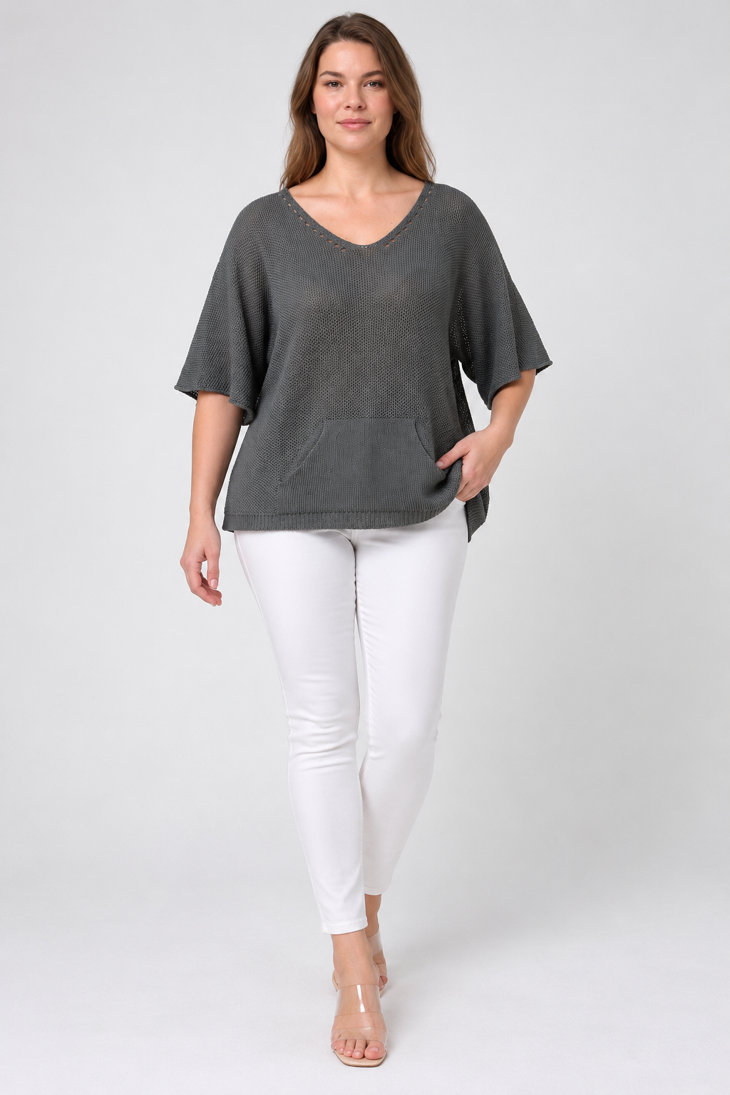 Kadın İtalyan Stil Yarasa Kol Oversize Merserize Triko Bluz