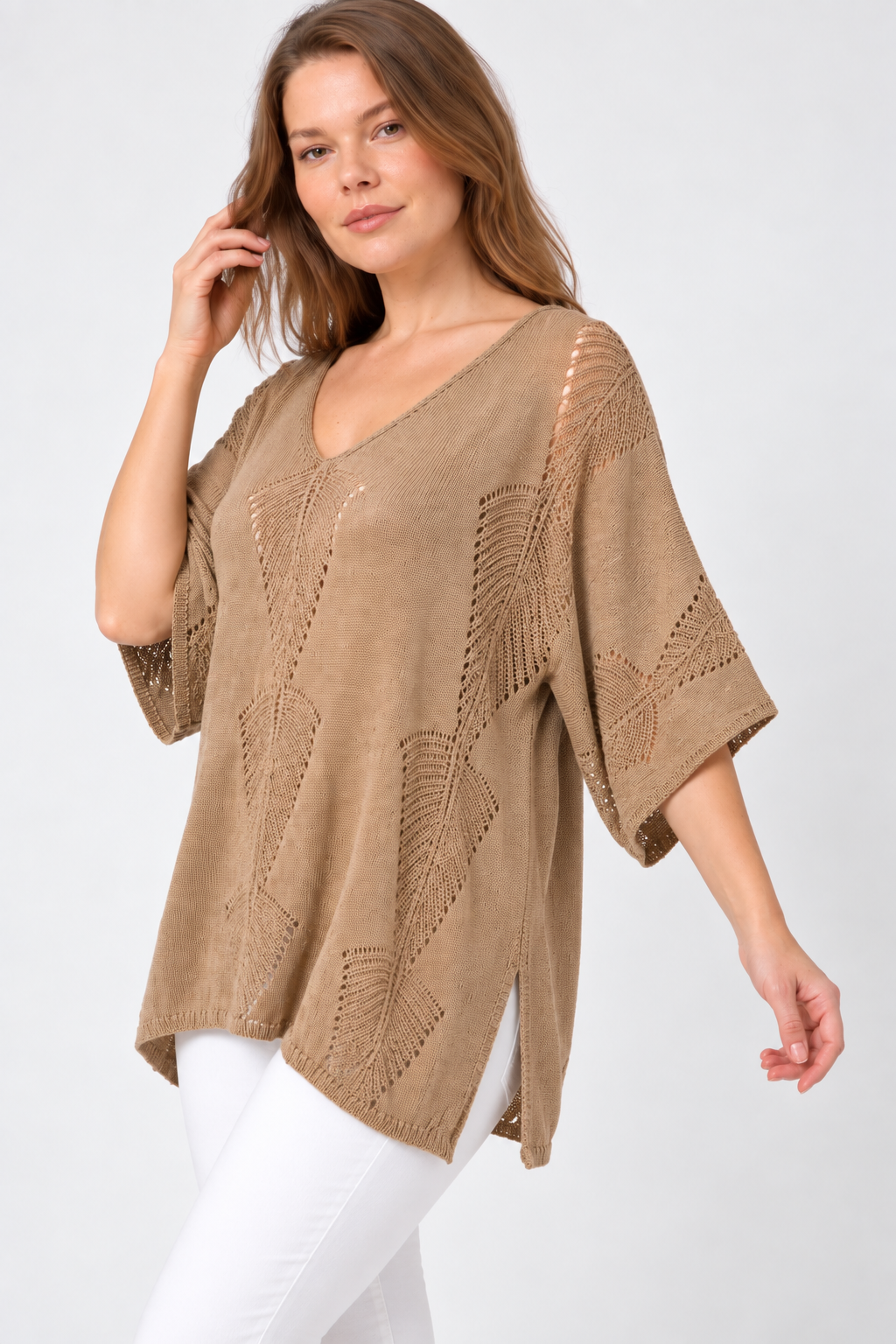Kadın İtalyan Stil Yarasa Kol Oversize Merserize Triko Bluz