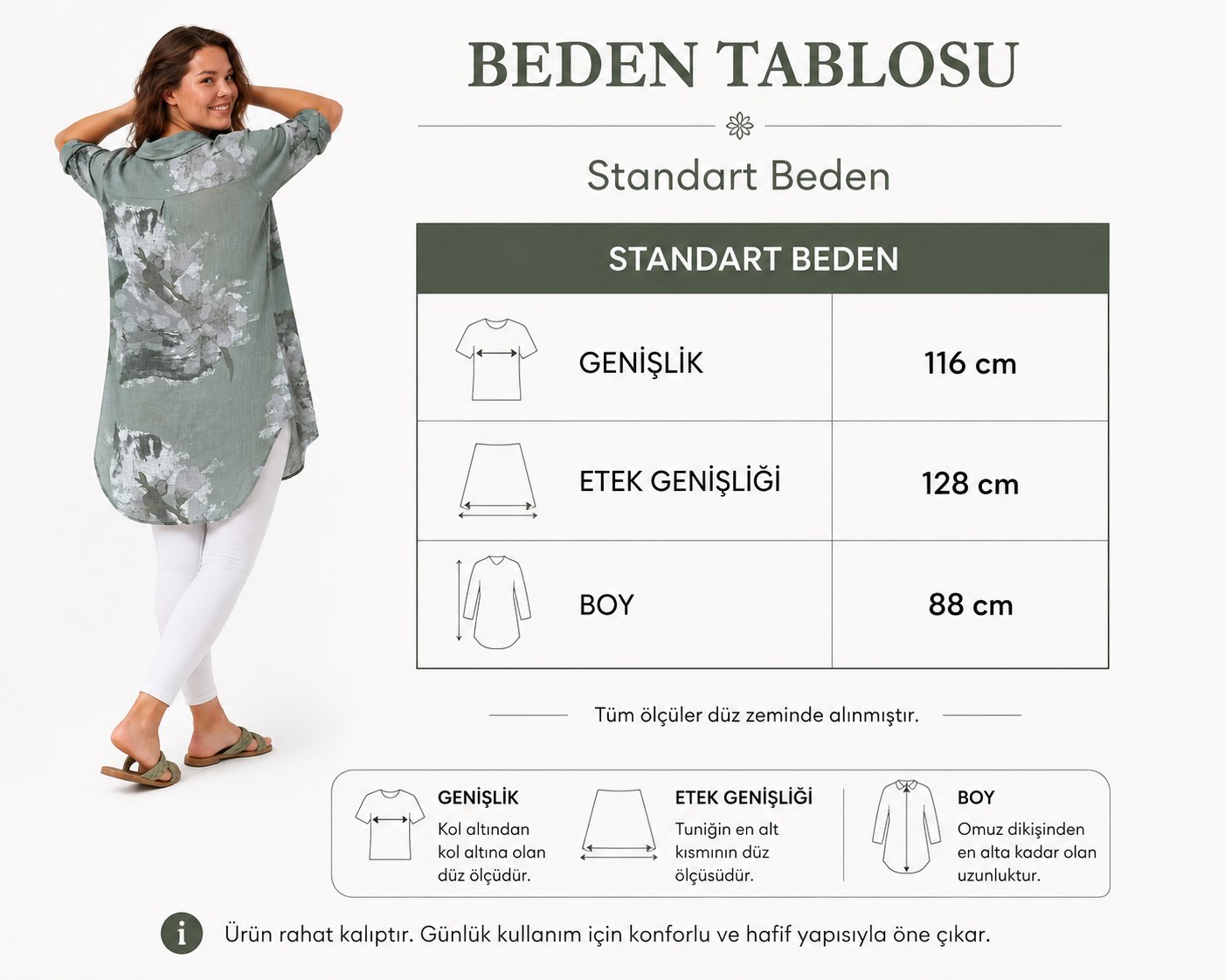 Kadın Çok Renk Desenli İtalyan Stil Düğmeli Gömlek Yaka Tunik