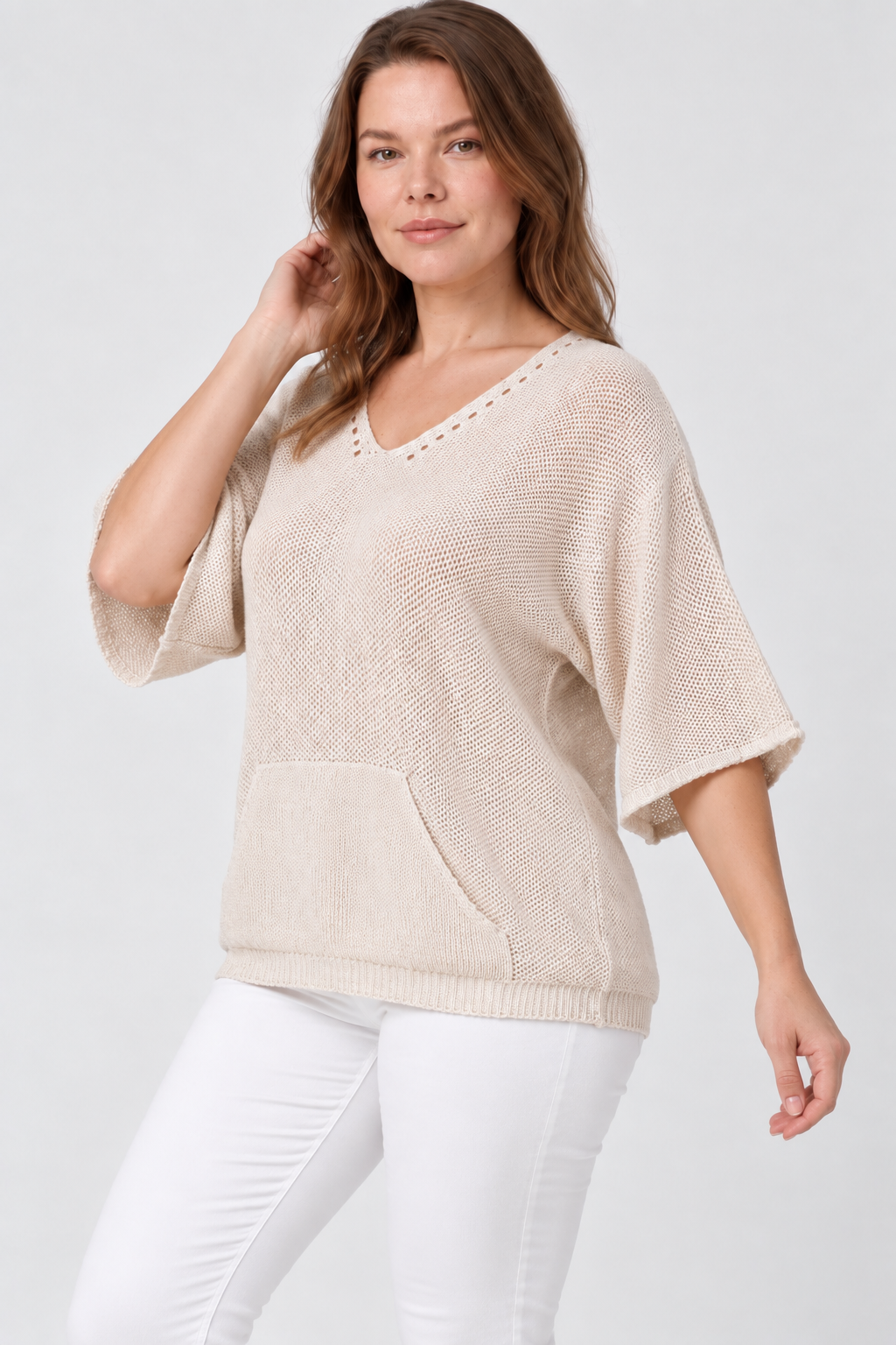 Kadın İtalyan Stil Yarasa Kol Oversize Merserize Triko Bluz